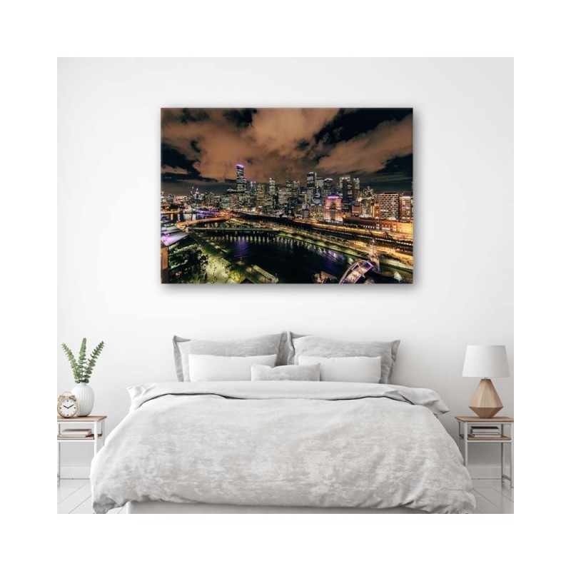 Bild auf Leinwand - Moderne Stadt bei Nacht | Feeby