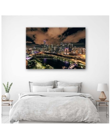 Bild auf Leinwand - Moderne Stadt bei Nacht | Feeby