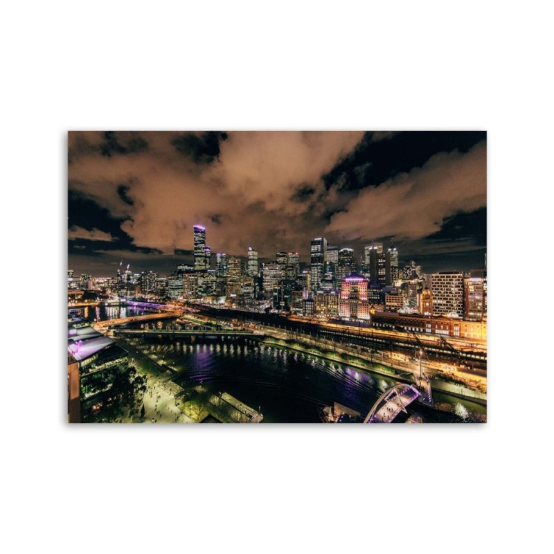 Bild auf Leinwand - Moderne Stadt bei Nacht | Feeby