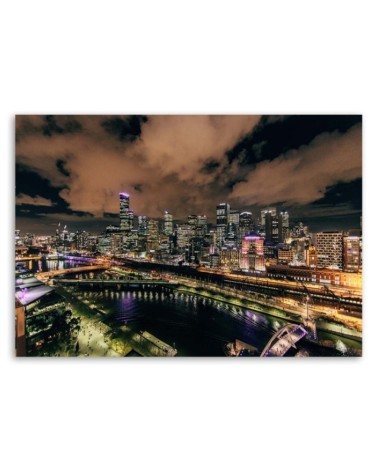 Bild auf Leinwand - Moderne Stadt bei Nacht | Feeby