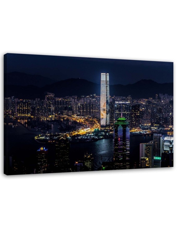 Leinwandbild modern - Beleuchteter Wolkenkratzer | Feeby