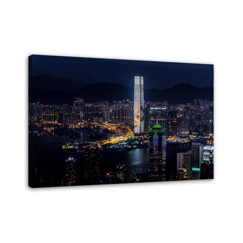 Leinwandbild modern - Beleuchteter Wolkenkratzer | Feeby