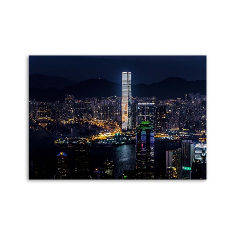 Leinwandbild modern - Beleuchteter Wolkenkratzer | Feeby