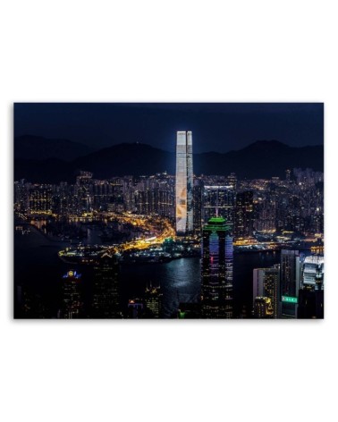 Leinwandbild modern - Beleuchteter Wolkenkratzer | Feeby