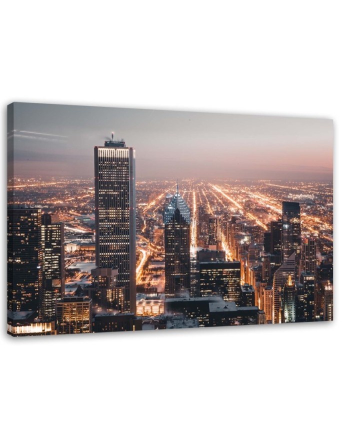 Bild auf Leinwand - Wolkenkratzer bei Nacht | Feeby