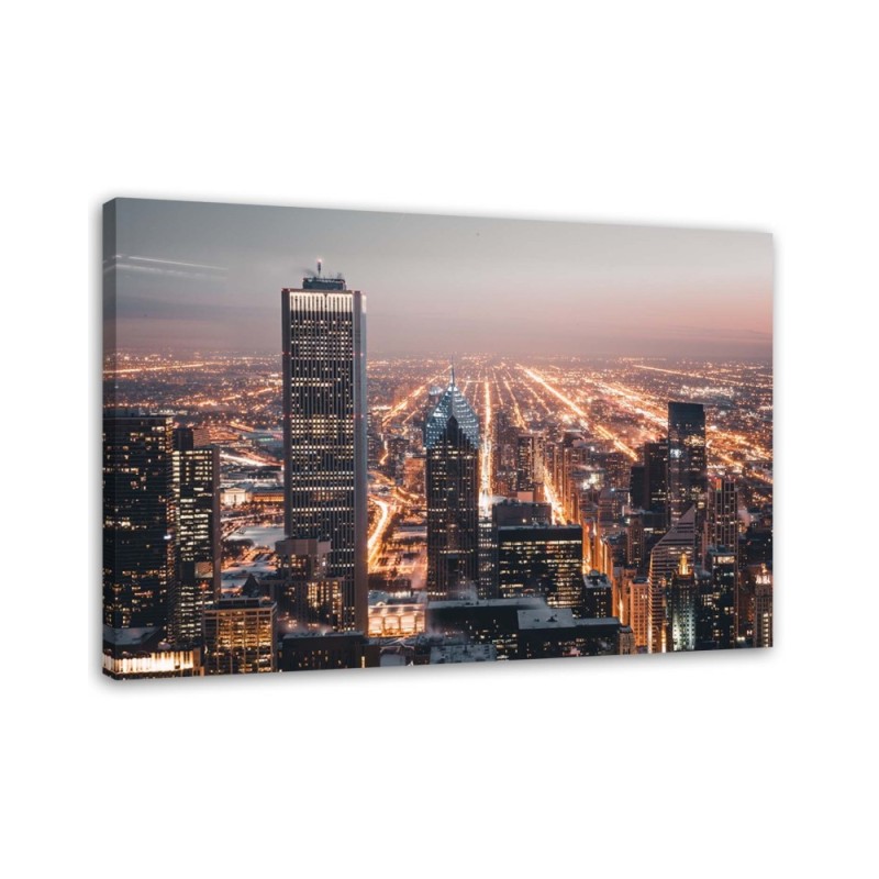 Bild auf Leinwand - Wolkenkratzer bei Nacht | Feeby