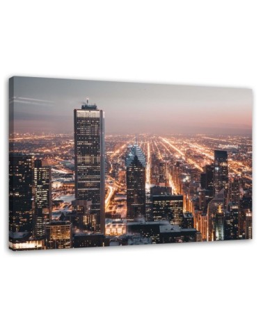 Bedroom canvas painting - Skyscrapers at night | FEEBY