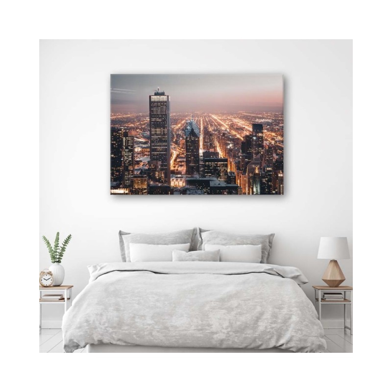 Bild auf Leinwand - Wolkenkratzer bei Nacht | Feeby