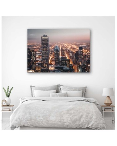 Bild auf Leinwand - Wolkenkratzer bei Nacht | Feeby