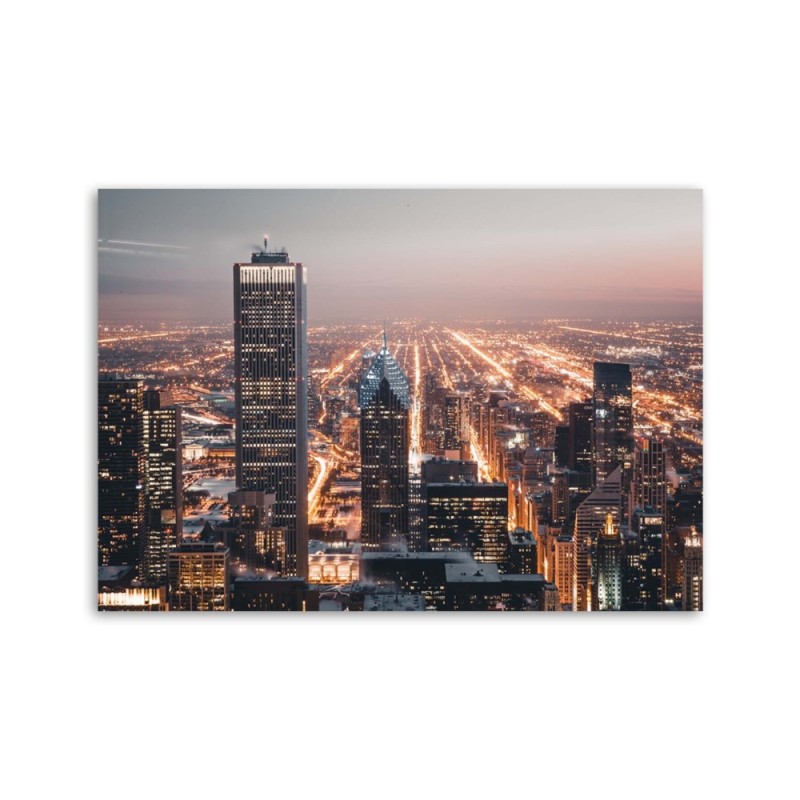 Bild auf Leinwand - Wolkenkratzer bei Nacht | Feeby