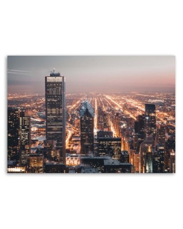 Bild auf Leinwand - Wolkenkratzer bei Nacht | Feeby