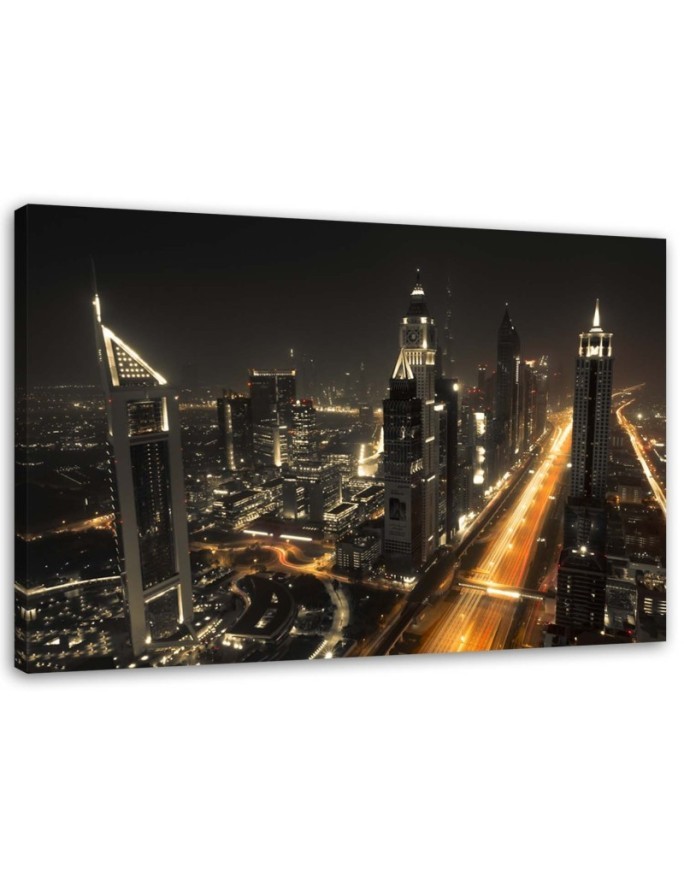 Obraz na płótnie do sypialni - Panorama Dubaju nocą | FEEBY