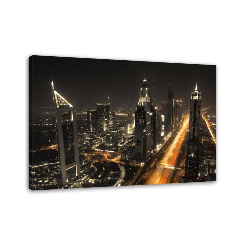 Leinwandbild - Panorama von Dubai bei Nacht | Feeby