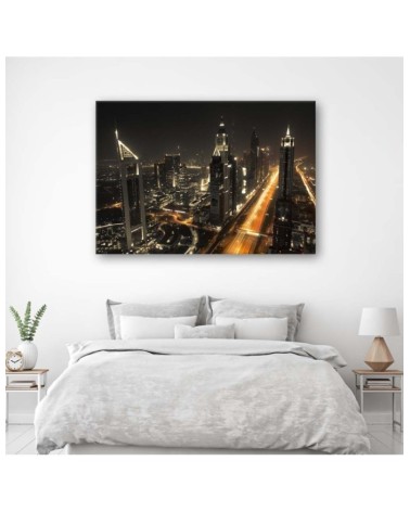 Leinwandbild - Panorama von Dubai bei Nacht | Feeby