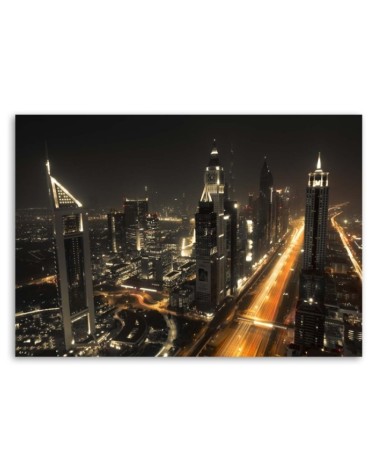 Leinwandbild - Panorama von Dubai bei Nacht | Feeby