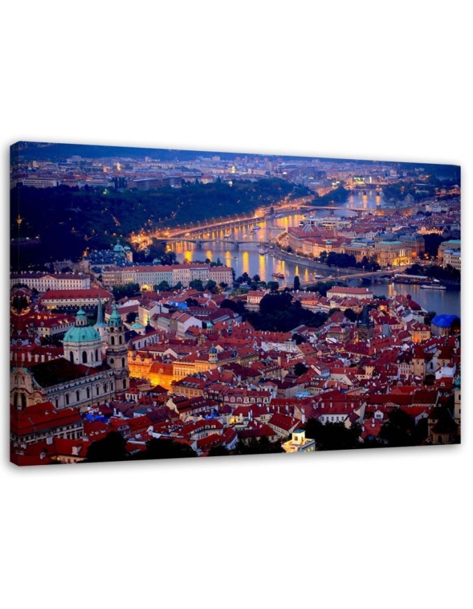 Obraz na płótnie drukowany - Praga noc miasto | FEEBY
