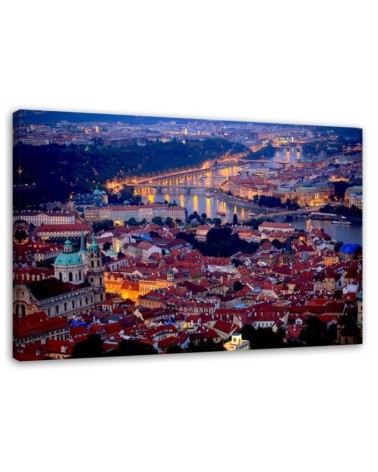 Wandbild für Wohnzimmer - Prag in der Abenddämmerung | Feeby