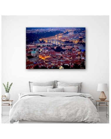 Wandbild für Wohnzimmer - Prag in der Abenddämmerung | Feeby