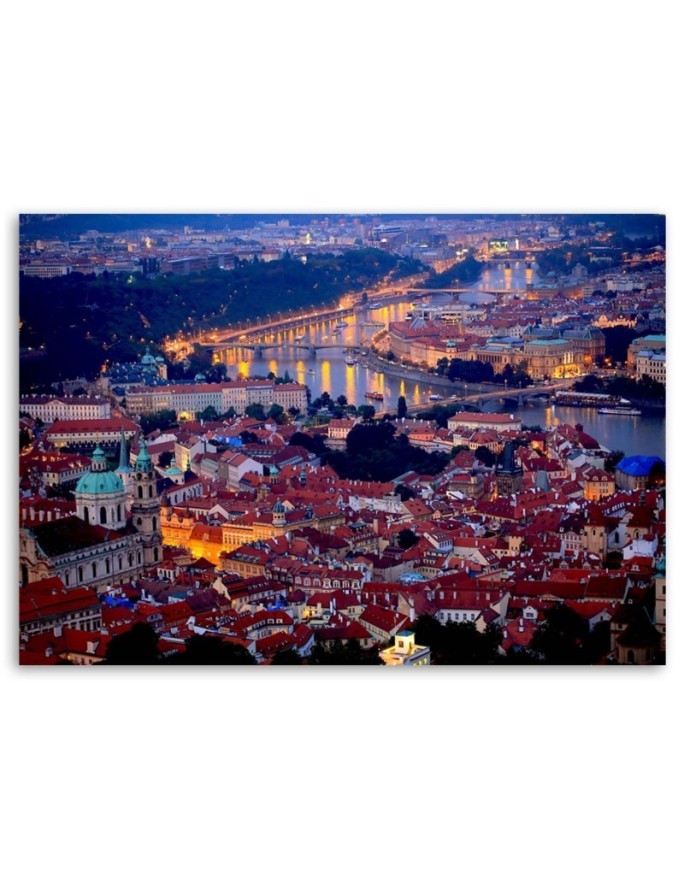 Obraz na płótnie drukowany - Praga noc miasto | FEEBY