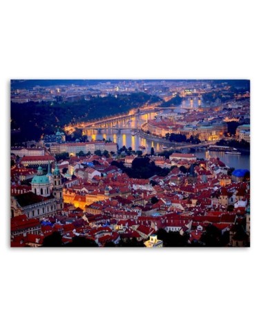 Wandbild für Wohnzimmer - Prag in der Abenddämmerung | Feeby