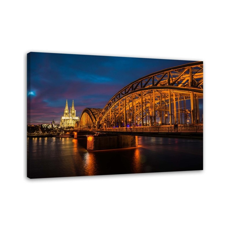 Bild auf Leinwand - Brücke und Dom in Köln | Feeby