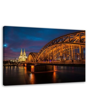 Bild auf Leinwand - Brücke und Dom in Köln | Feeby