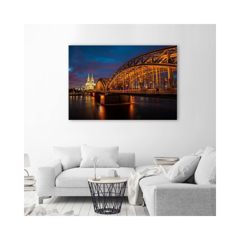 Bild auf Leinwand - Brücke und Dom in Köln | Feeby