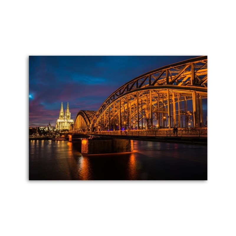 Bild auf Leinwand - Brücke und Dom in Köln | Feeby