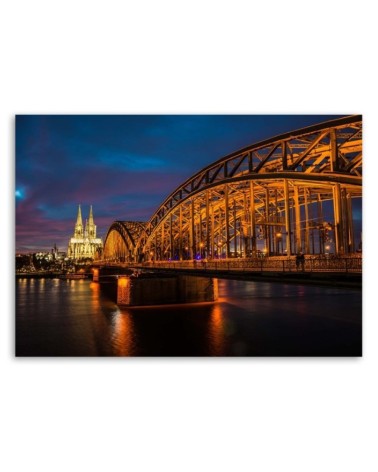 Bild auf Leinwand - Brücke und Dom in Köln | Feeby