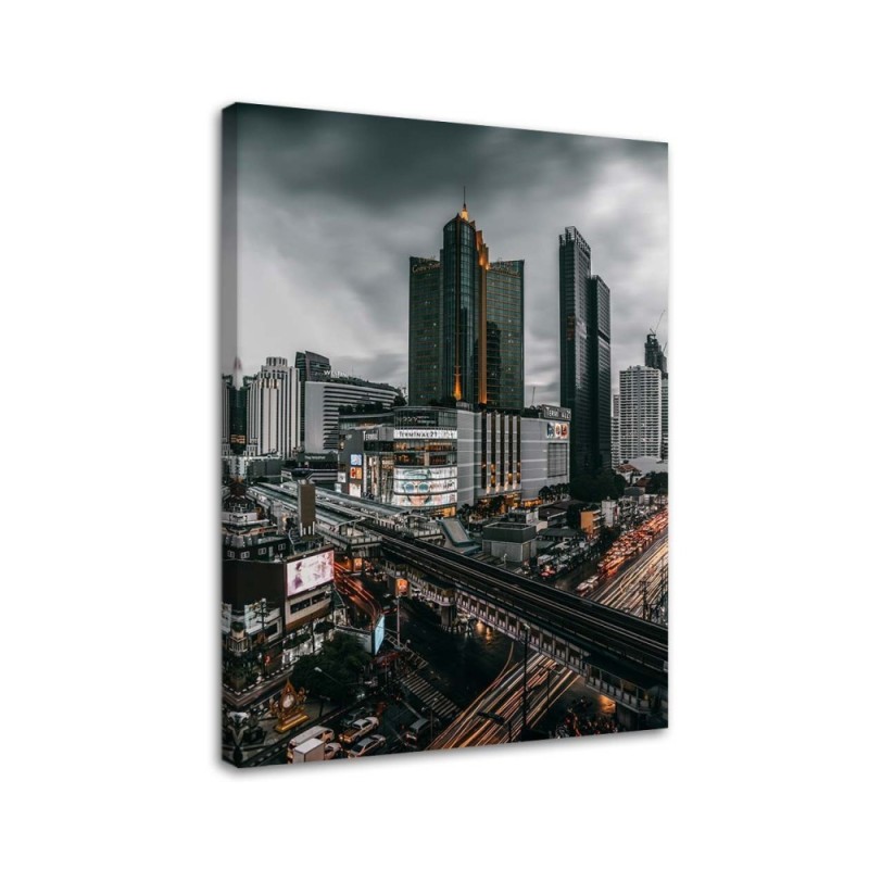 Modern Canvas painting for living room - Clouds over the city | FEEBY