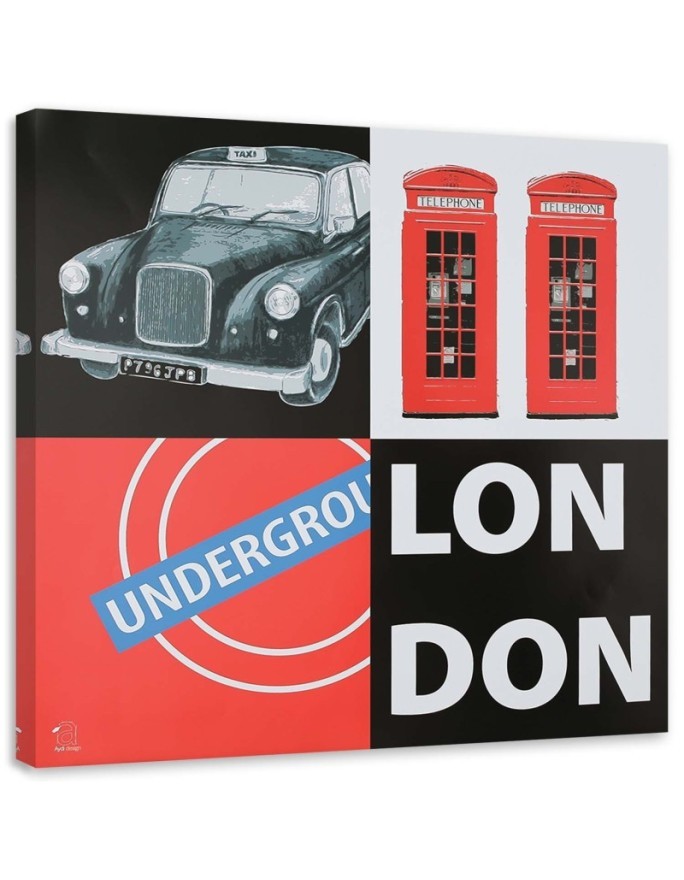 Leinwandbild - Collage von Assoziationen mit London | Feeby