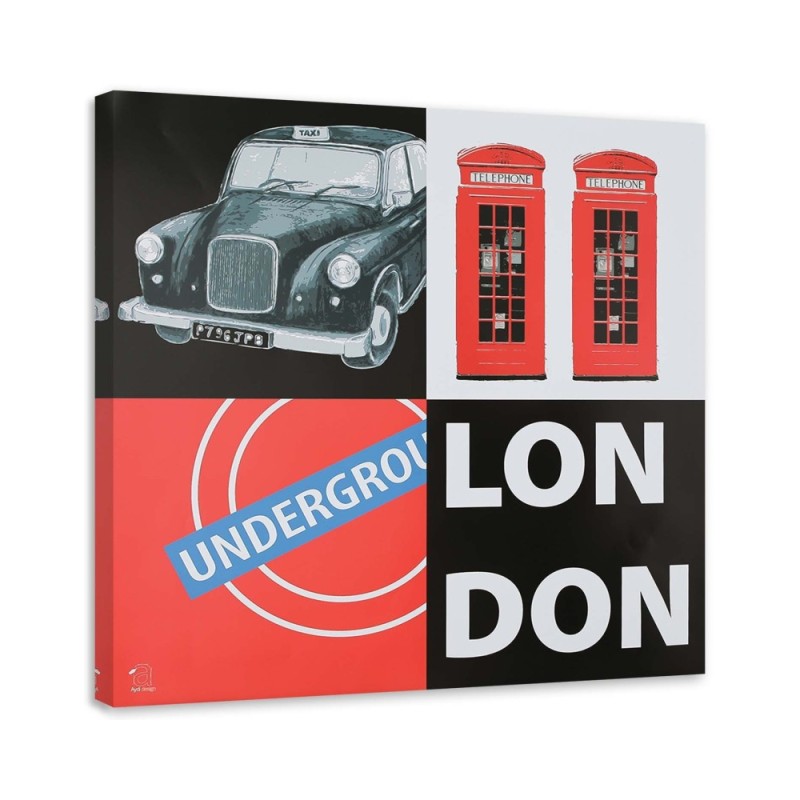 Leinwandbild - Collage von Assoziationen mit London | Feeby