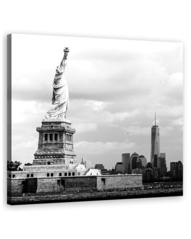 Canvas prints modern city - Statue of Liberty b&w | FEEBY