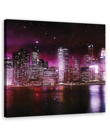 New York Skyline Purple - Painting for living room USA | FEEBY