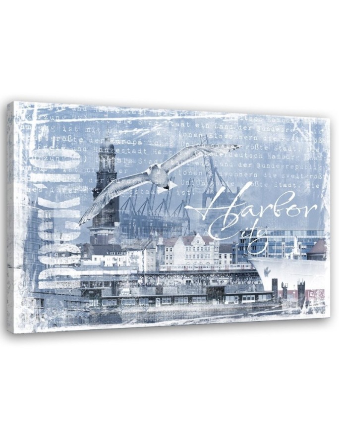 City Wall Canvas prints - Panoramic of a city Blue. High quality  | FEEBY