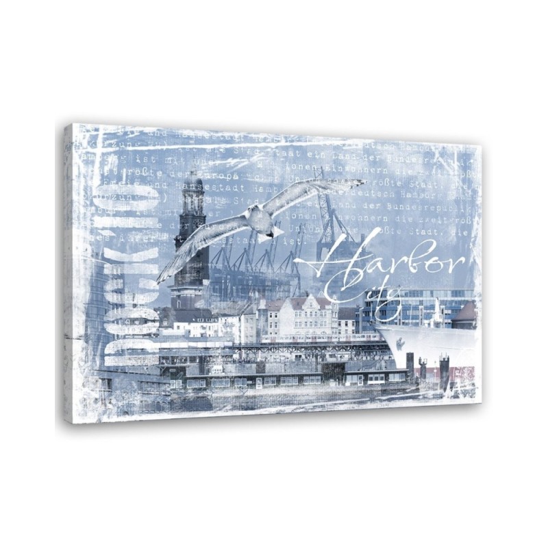 City Wall Canvas prints - Panoramic of a city Blue. High quality  | FEEBY