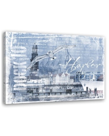 City Wall Canvas prints - Panoramic of a city Blue. High quality  | FEEBY