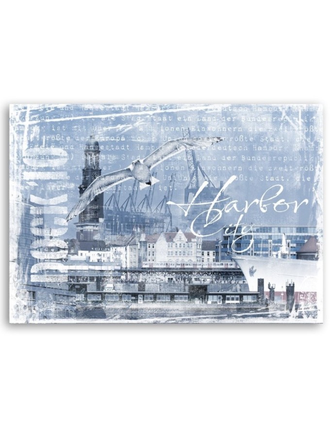 City Wall Canvas prints - Panoramic of a city Blue. High quality  | FEEBY