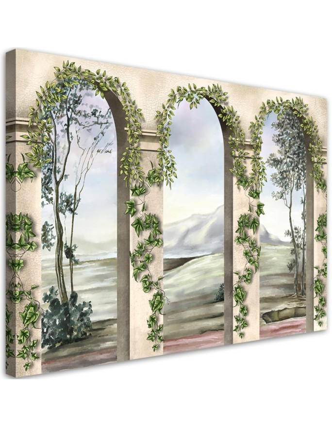 Bild auf Leinwand - Säulen und Bögen mit Efeu | Feeby