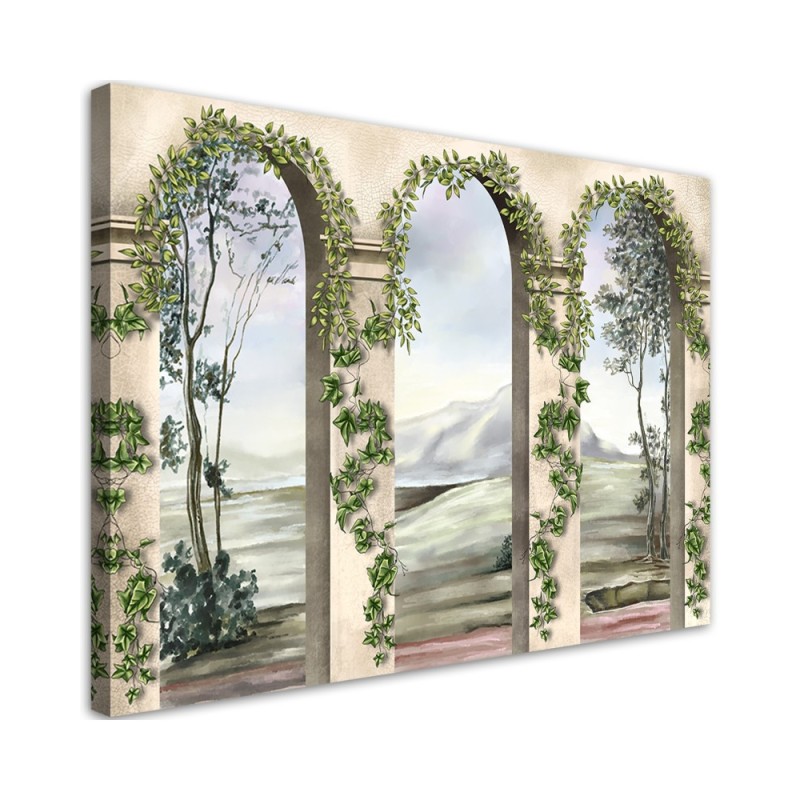 Bild auf Leinwand - Säulen und Bögen mit Efeu | Feeby