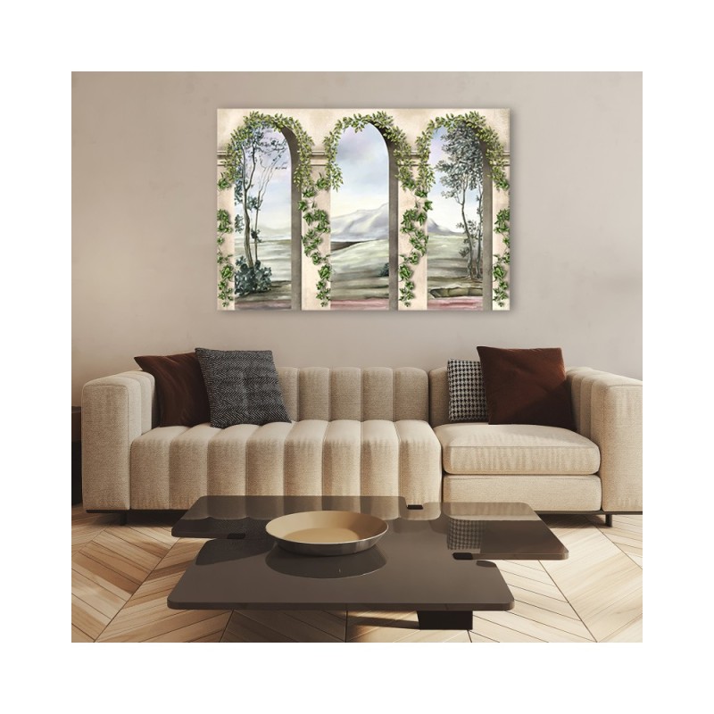 Bild auf Leinwand - Säulen und Bögen mit Efeu | Feeby