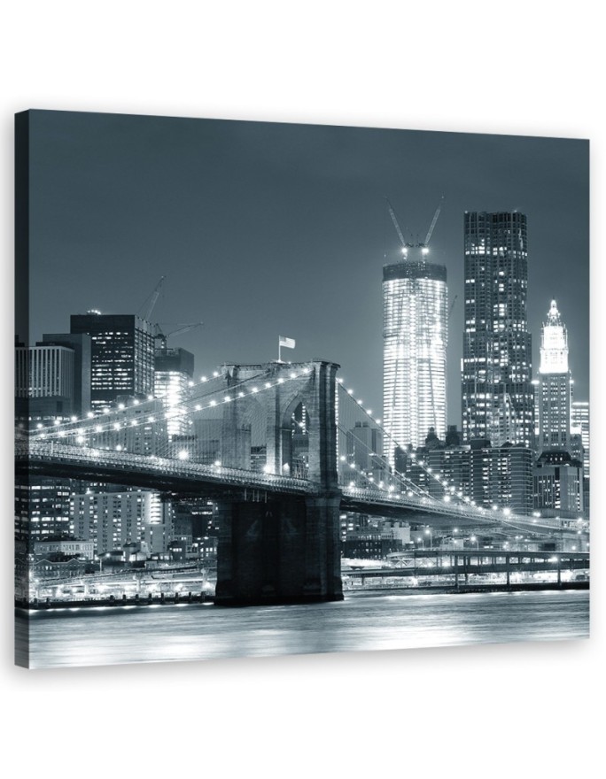 Bild auf Leinwand - Brookliński -Brücke beleuchtet | Feeby