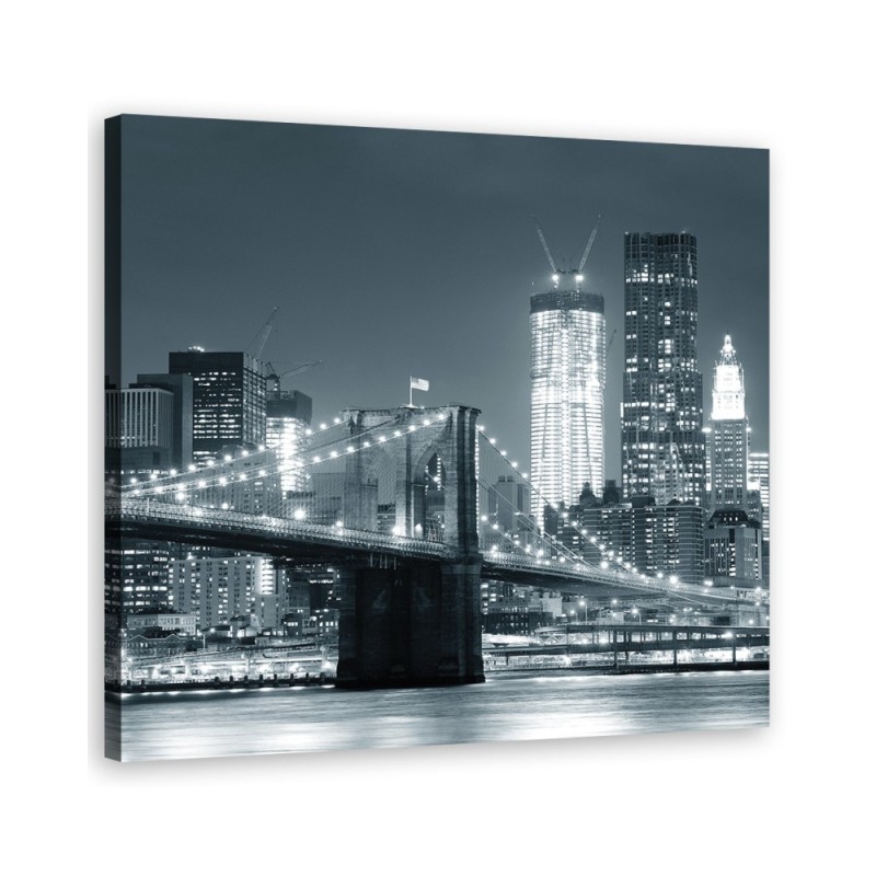 Bild auf Leinwand - Brookliński -Brücke beleuchtet | Feeby