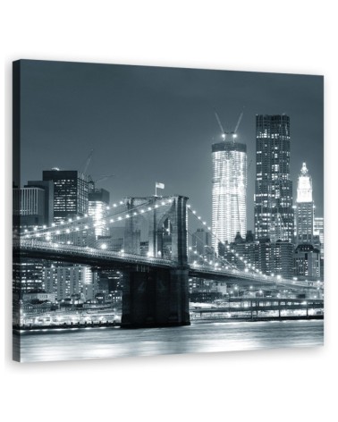 Bild auf Leinwand - Brookliński -Brücke beleuchtet | Feeby