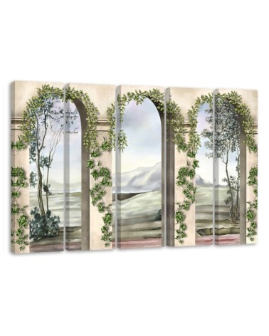 Wandbild für Wohnzimmer - Säulen und Bögen mit Efeu | Feeby