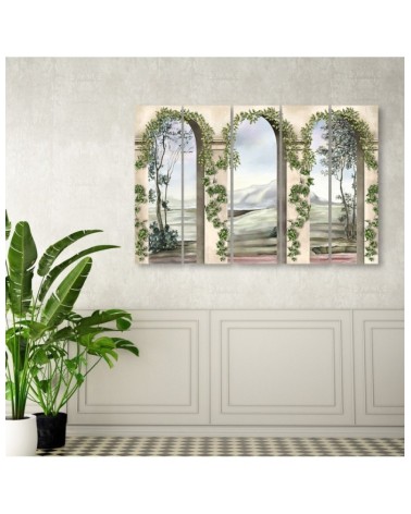 Wandbild für Wohnzimmer - Säulen und Bögen mit Efeu | Feeby