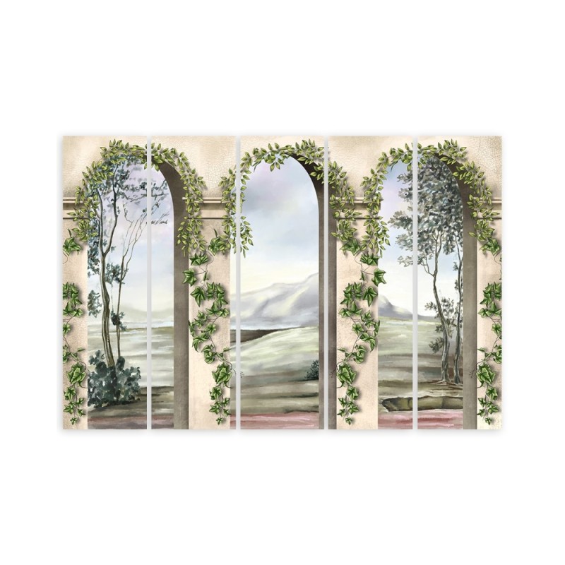 Wandbild für Wohnzimmer - Säulen und Bögen mit Efeu | Feeby