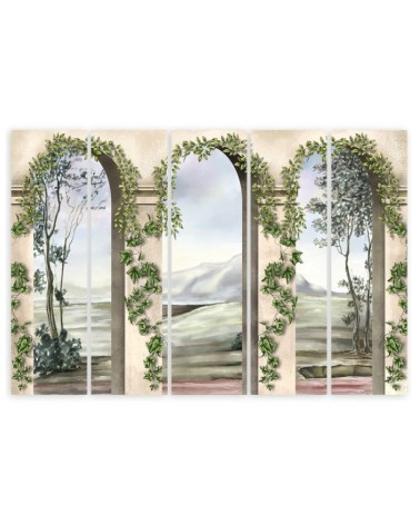 Wandbild für Wohnzimmer - Säulen und Bögen mit Efeu | Feeby