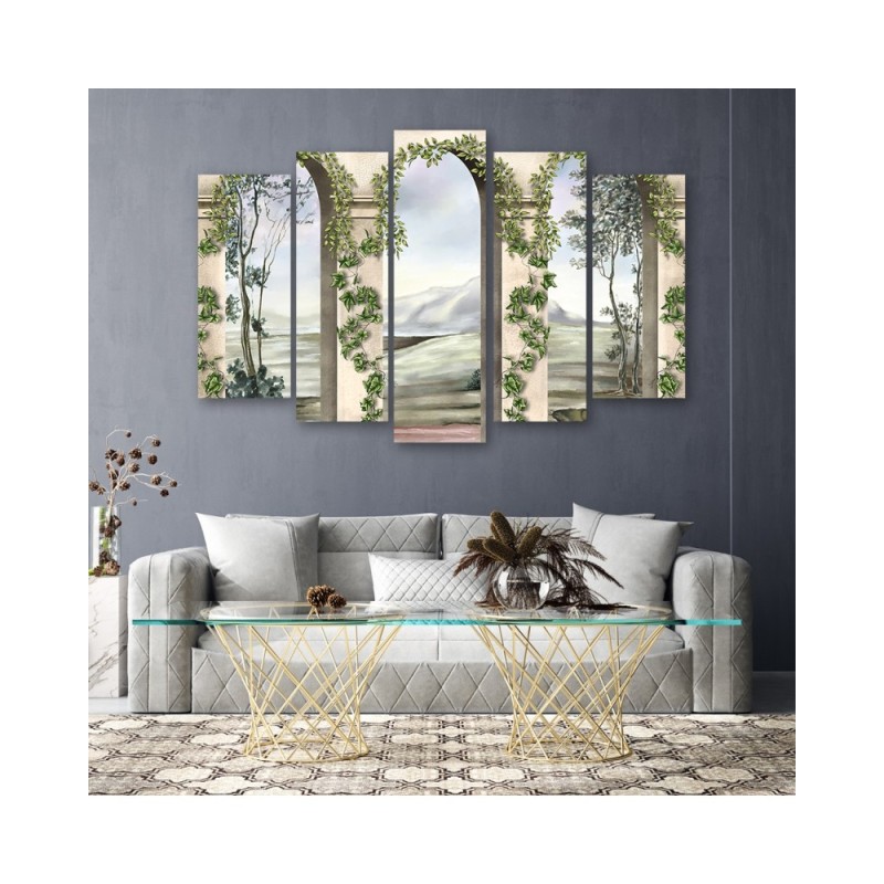 Bild auf Leinwand - Säulen und Bögen mit Efeu | Feeby