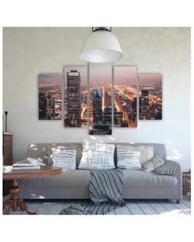 Bild auf Leinwand - Wolkenkratzer Stadt Nacht | Feeby